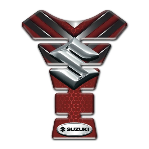 Suzuki Tank Protector Red Base with Chromed Details Design 