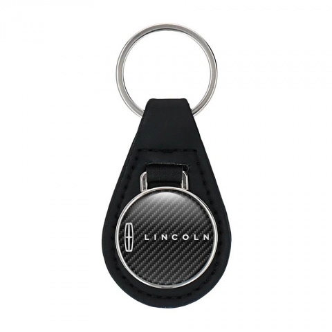 Lincoln Leather Keychain Dark Carbon Classic White Logo