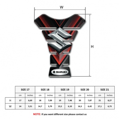 Suzuki Tank Pad Motorbike Black with Red V Shape Decoration Style 