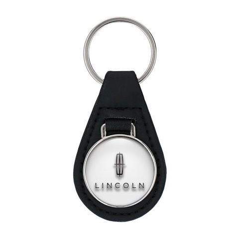 Lincoln Keychain Leather White Pearl Classic Black Logo
