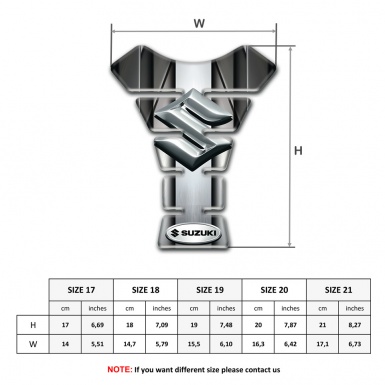 Suzuki Tank Fuse Metal Cetral Panel and Silver Logo Style 