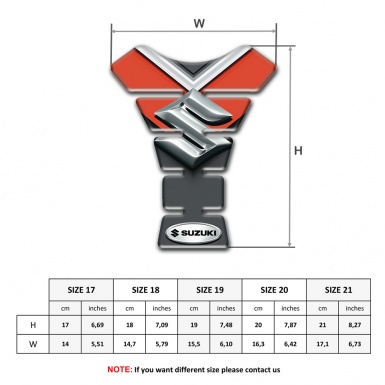 Suzuki Tank Pad Protector Orange Motive Background with 3D Silver Logo 