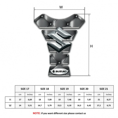 Suzuki Tank Protector Gray Skin effect with Silver 3D Logo 