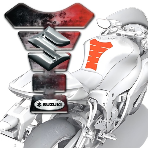Suzuki Tank Guard Pads Mixed Colors Base with Silver logo Style 