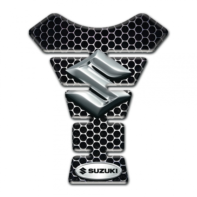 Suzuki Tank Fuse Perforated Steel Design with Silver Logo 