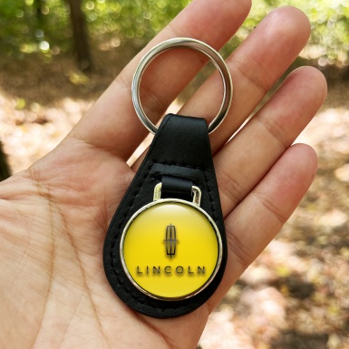Lincoln Leather Keychain Yellow Graphite Classic Logo