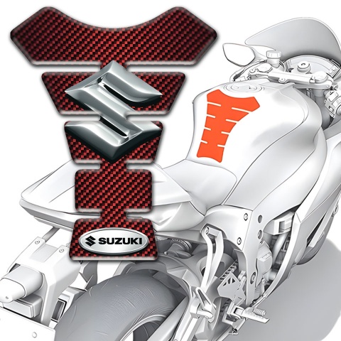 Suzuki Tank Guard Pads Base with Red Carbon Design 
