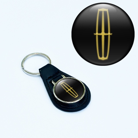 Lincoln Keychain Leather Black Gold Logo Design