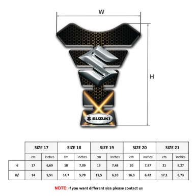 Suzuki Tank Protector Orange Lights Base 3D Silver Logo 