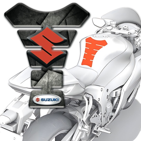 Suzuki Tank Guard Pads Mixed Gray Black Base with Red Logo 