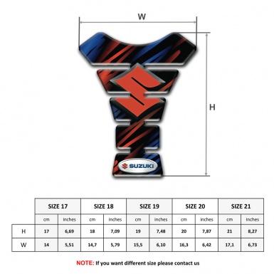 Suzuki Tank Pad Protector Black Base with Blue Red Patterns 