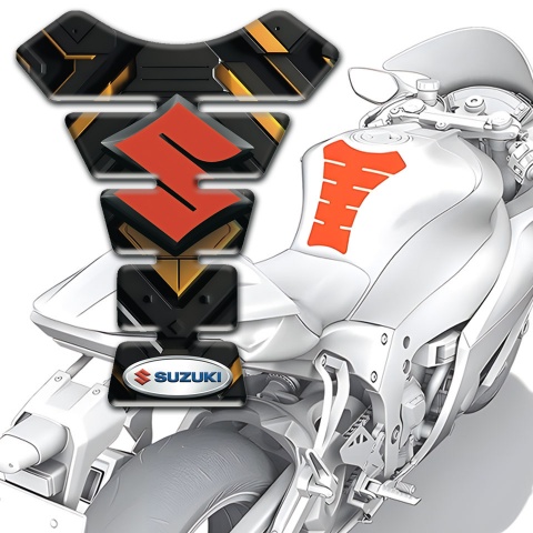 Suzuki Tank Pad Motorbike Model with Yellow Black Decoration Style 