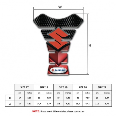 Suzuki Tank Pad Protector Black red Base with Red Logo Style 