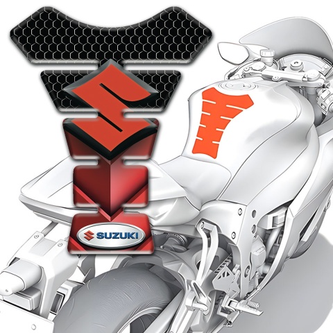 Suzuki Tank Pad Protector Black red Base with Red Logo Style 