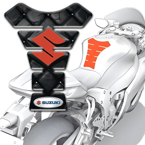 Suzuki Tank Pad Protector Black Leather Effect with Red Logo 