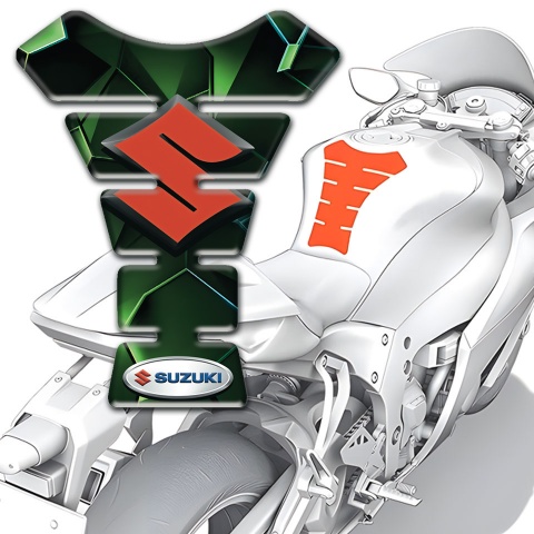 Suzuki Tank Fuse Green Diamond Design with Red Logo 