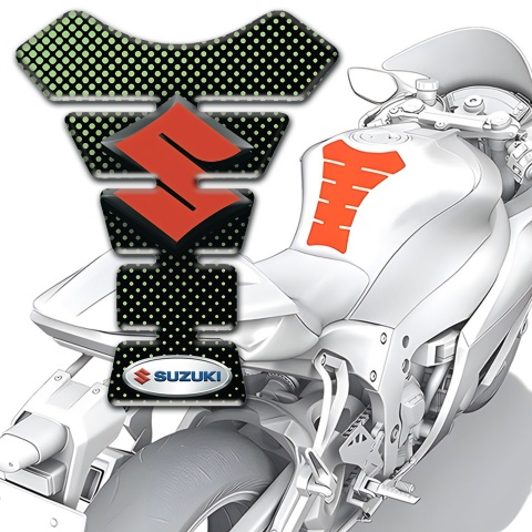 Suzuki Tank Pad Motorbike Model with Green Dots 