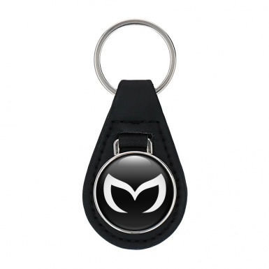 Mazda Key Fob Leather Black White Logo Edition