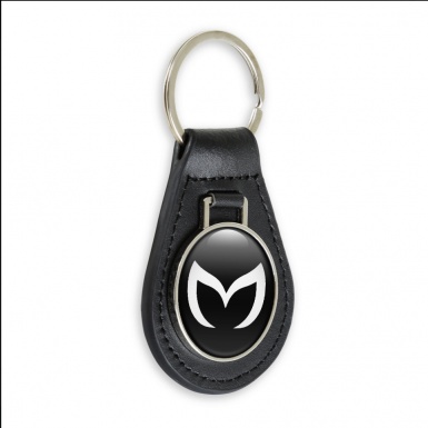 Mazda Key Fob Leather Black White Logo Edition