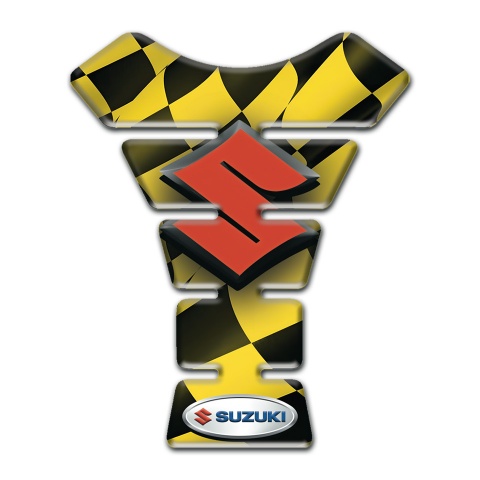 Suzuki Tank Guard Pads Model with Yellow Black Squares Base 