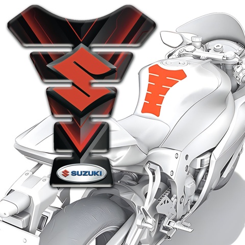 Suzuki Tank Guard Pads Black with Red V Shape Decoration Model 