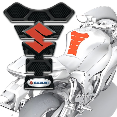 Suzuki Tank Pad Motorbike Black Model with Gray Patterns 