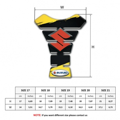 Suzuki Tank Guard Pads Yellow Black Painting background and Orange Logo 