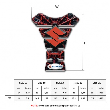 Suzuki Tank Pad Motorbike red Spider Web Style 