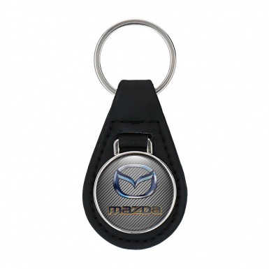 Mazda Key Fob Leather Light Carbon Metallic Logo