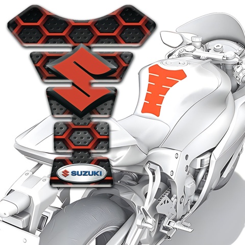 Suzuki Tank Pad Motorbike Red Mesh Style 