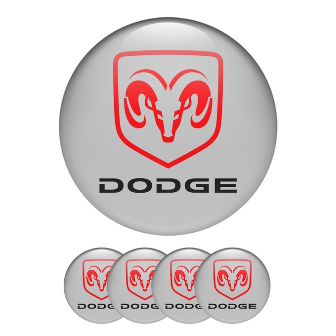 Dodge Wheel Center Cap Domed Stickers Red Badge