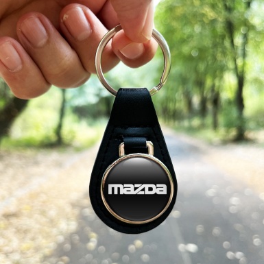 Mazda Keyring Holder Leather Black White Classic Edition