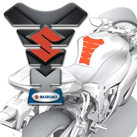Suzuki Tank Pad Protector Orange Logo with Black Blue Print Base 