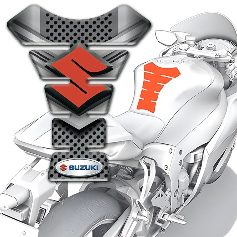 Suzuki Tank Guard Pads Gray Elements Design Orange Logo Style 