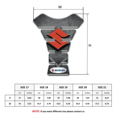 Suzuki Tank Pad Protector Scratched Plate effect with Orange Logo Design 