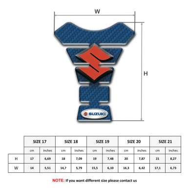 Suzuki Tank Protector Navy Blue Carbon Background Design and Orange Logo 