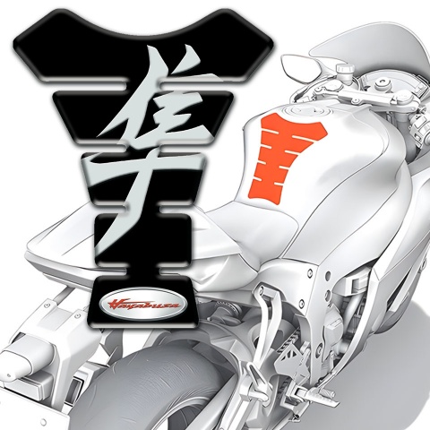 Suzuki Tank Pad Motorbike Black Print Hayabusa Style 