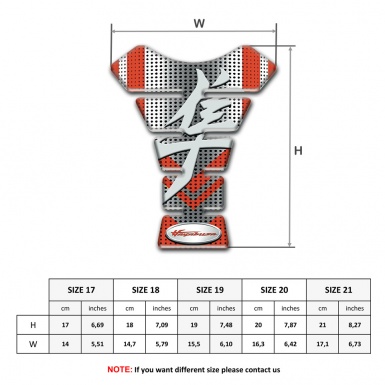 Suzuki Tank Guard Pads Silver Red Design Hayabusa Model 
