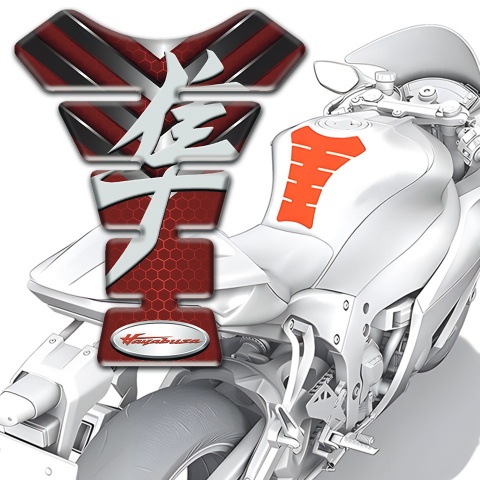 Suzuki Tank Pad Protector Red Base with Nikel Decoration Hayabusa Style 