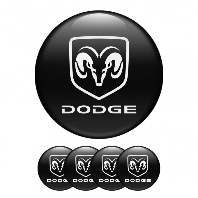 Dodge Domed Stickers Wheel Center Cap Black
