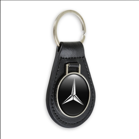Mercedes Benz Key Fob Leather Black White Classic Big Logo