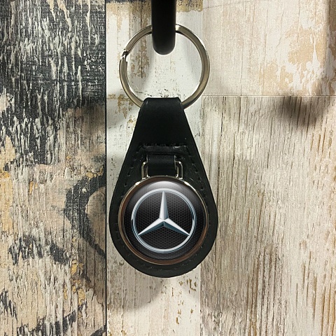 Mercedes Benz Leather Keychain Black Honeycomb Metallic Design