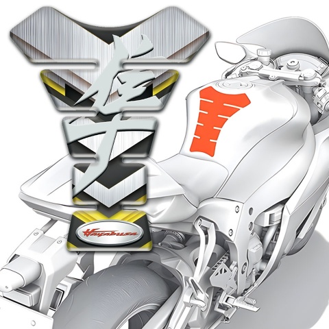 Suzuki Tank Guard Pads Silver Yelloe Design Hayabusa Edition