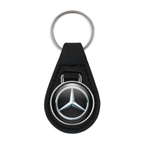 Mercedes Benz Key Fob Leather Dark Honeycomb Blue Tint Logo