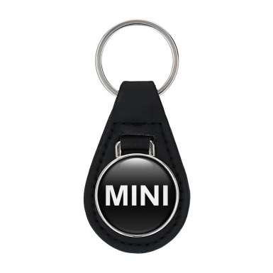Mini Cooper Keyring Holder Leather Black White Classic Logo Design