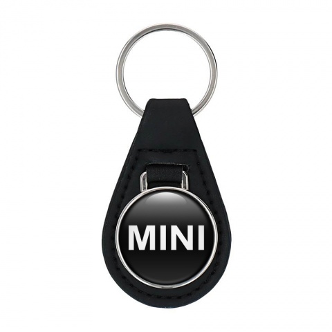 Mini Cooper Keyring Holder Leather Black White Classic Logo Design