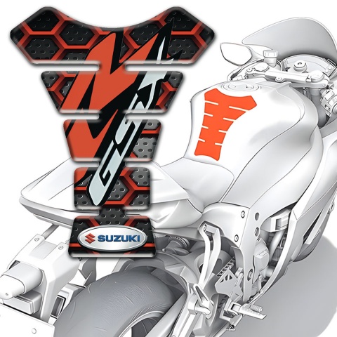 Suzuki Tank Guard Pads Red Mesh Design GSX Style 
