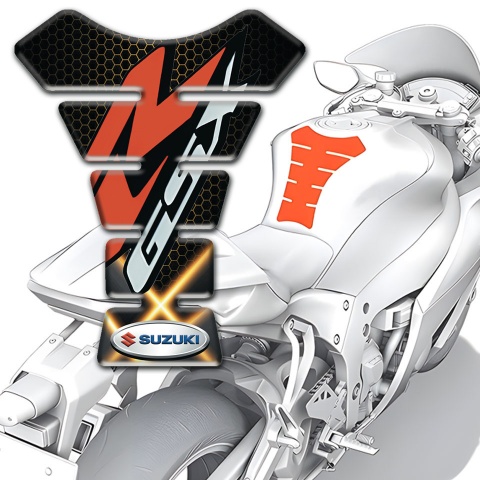 Suzuki Tank Pad Motorbike Crossed Orange Lights Design GSX Style 