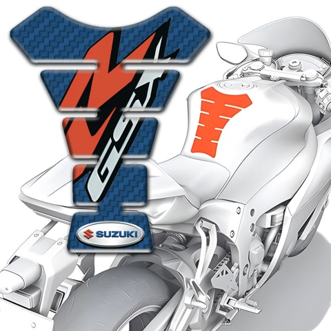 Suzuki Tank Protector Red Gray Logo Navy Blue Carbon Base 