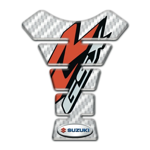 Suzuki Tank Pad Protector Red Gray Logo White Carbon Base 